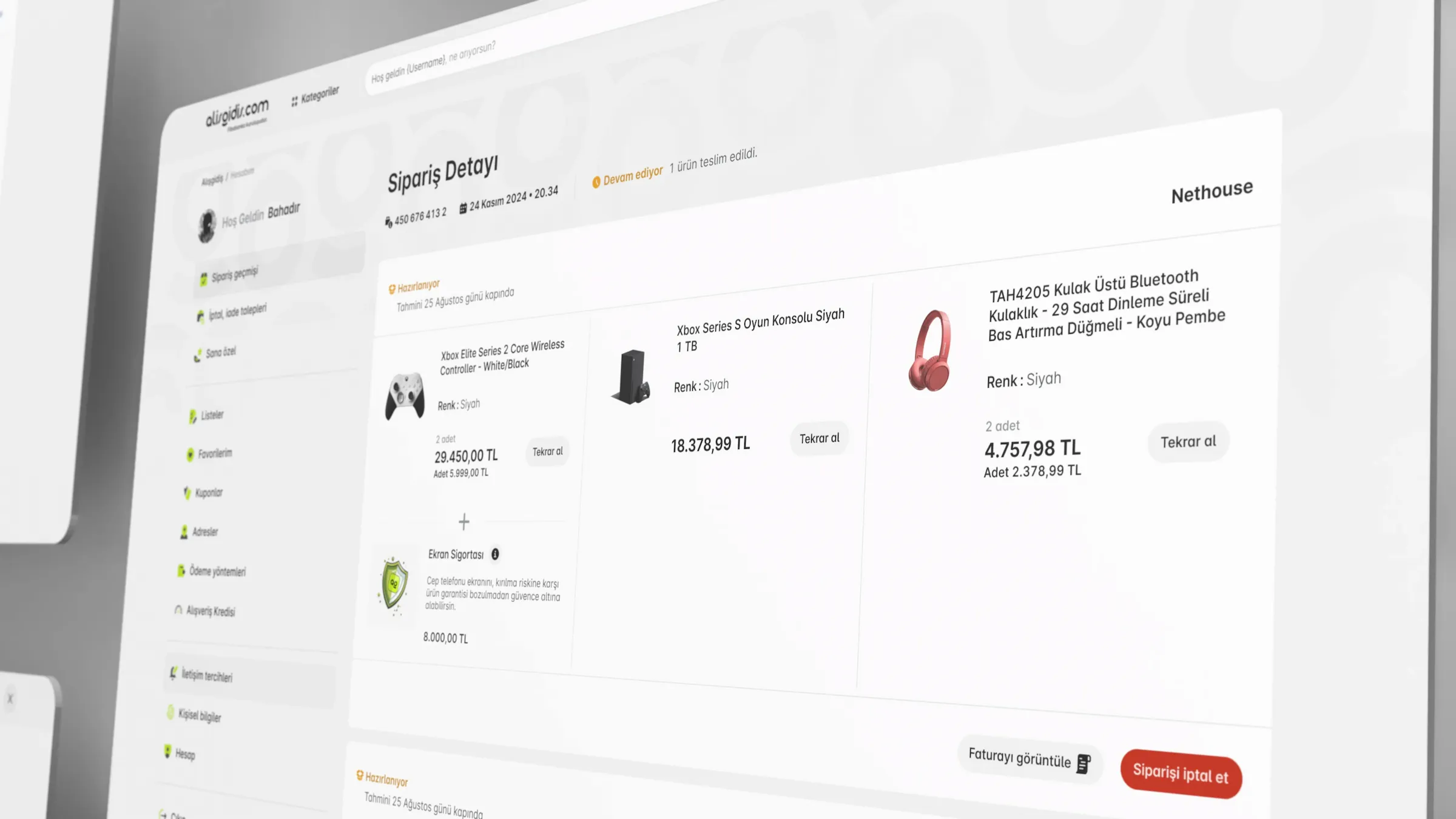 Alışgidiş UI Orders